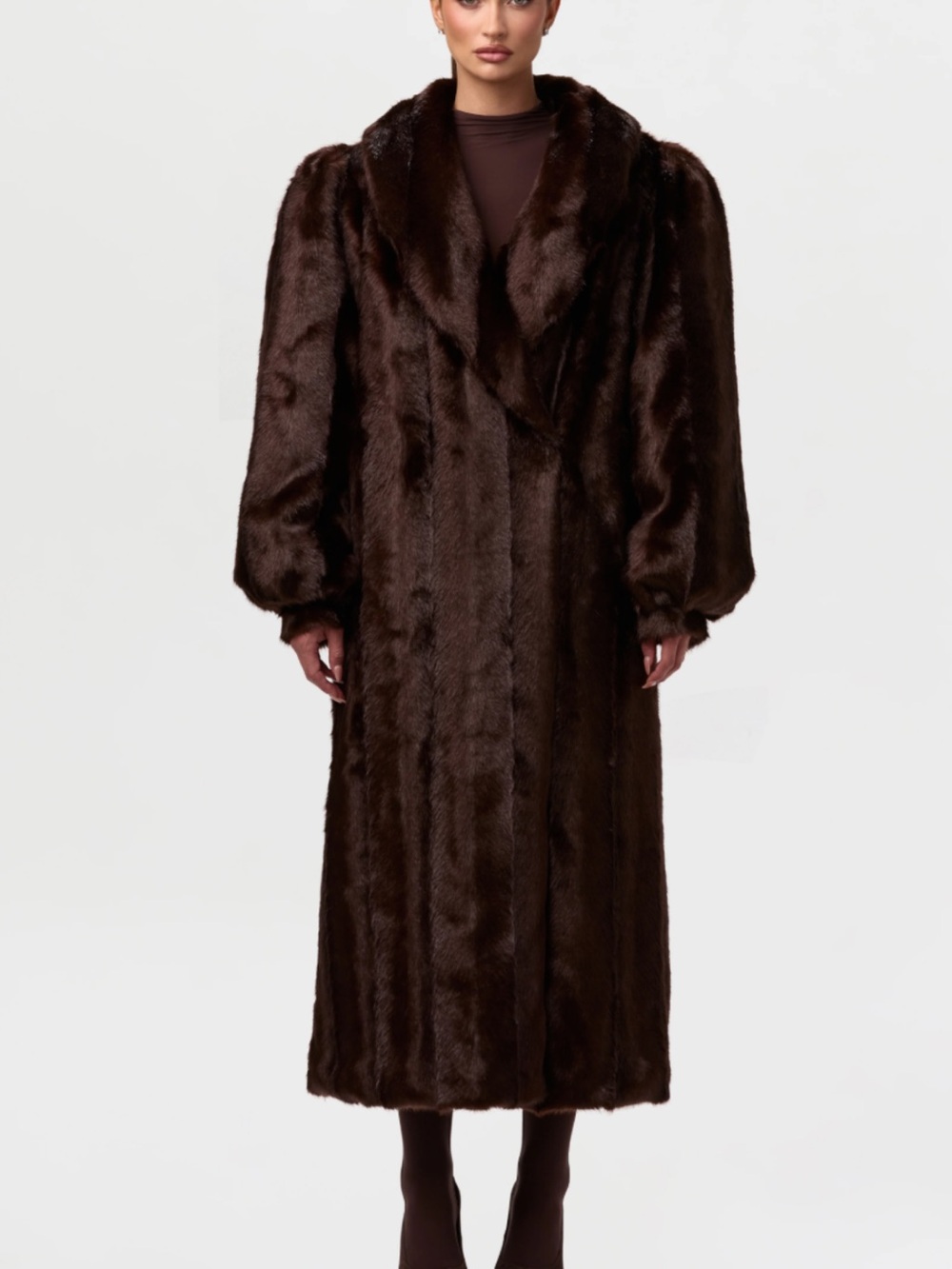 Naked Wardrobe Faux Mink Long Coat
Dark Chocolate